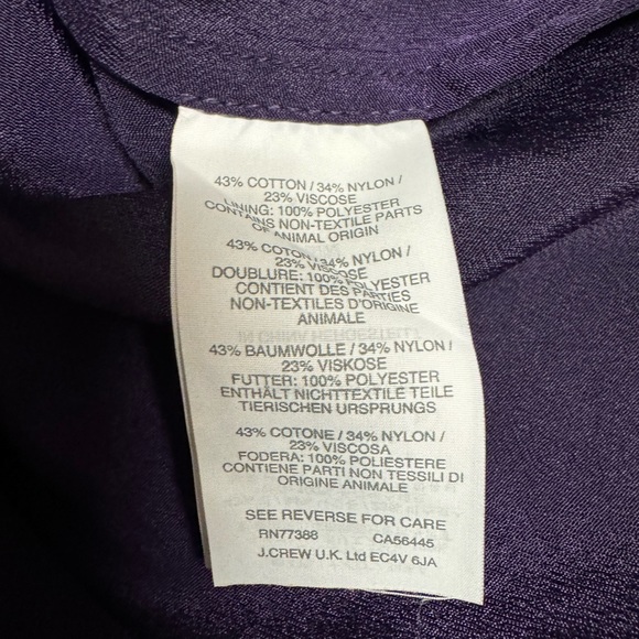 J.CREW PURPLE LACE RUFFLE HEM DRESS WITH 3/4 SLEEVES SIZE 0 - Picture 7 of 9